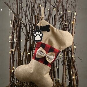 Christmas Decorations Linen Lattice Bone Socks Pendant Candy Bag